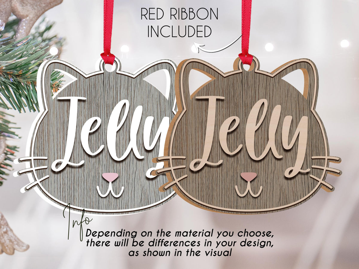 Custom Cat Name Ornament, Personalized Pet Ornament for Christmas, Cat Lovers Gift, Holiday Stocking Tag, Cat Owner Gift for Xmas, Adoption