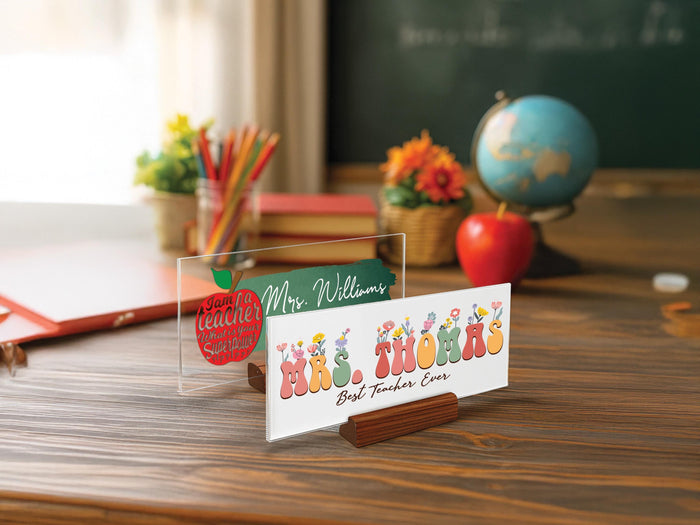 Custom Teacher Desk Name Plate, Personalized Teacher Gift, Acrylic Name Plate for Teacher, Teacher Gift for Back To School, End of Year Gift