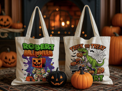 Personalized Trick or Treat Bag, Halloween Tote Bag Personalized, Custom Halloween Treat Bag, Halloween Gift for Kids