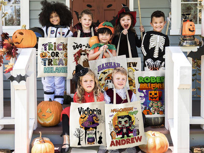 Personalized Halloween Trick-or-Treat Bag: Custom Cotton Canvas Tote