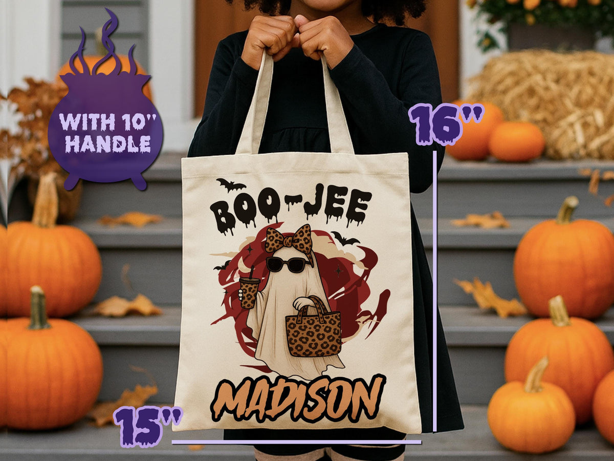 Personalized Halloween Trick-or-Treat Bag: Custom Cotton Canvas Tote