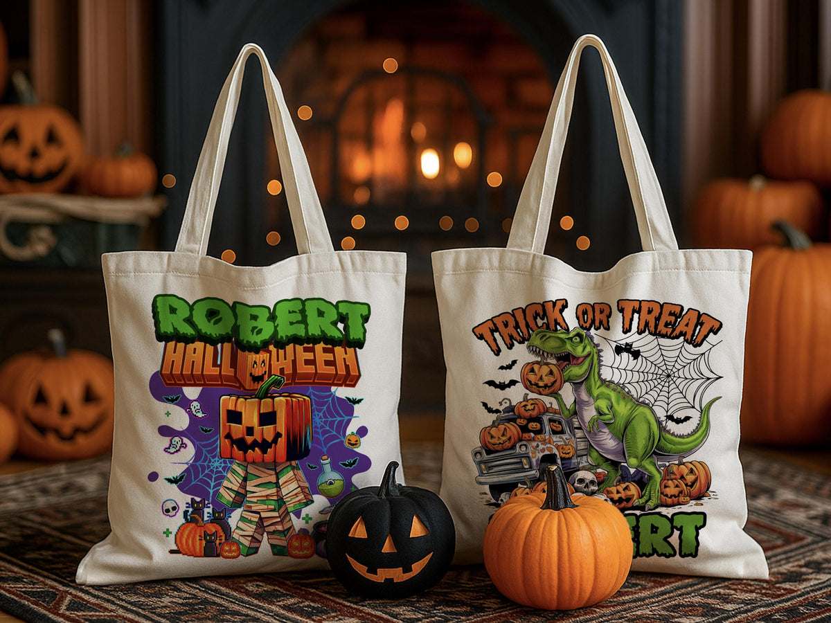 Personalized Halloween Trick-or-Treat Bag: Custom Cotton Canvas Tote