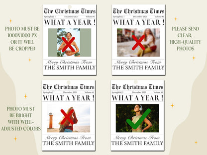 Custom Family Christmas Photo Ornament for Family Keepsake Gift, The Christmas Times What A Year Newspaper Ornament; Clear Acrylic 3"x4"