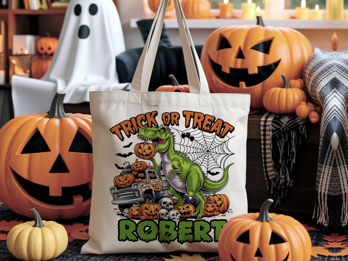 Personalized Trick or Treat Bag, Halloween Tote Bag Personalized, Custom Halloween Treat Bag, Halloween Gift for Kids