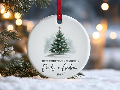 First Christmas Married Ornament For Christmas Tree Decoration, Personalized Wedding Gift for Newlywed Gift, Our First Christmas Ornament