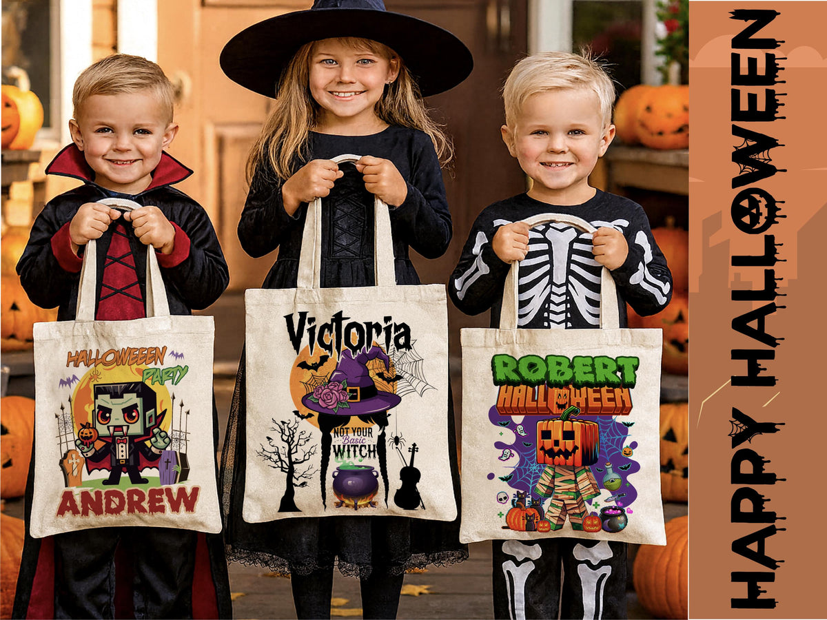 Personalized Halloween Trick-or-Treat Bag: Custom Cotton Canvas Tote