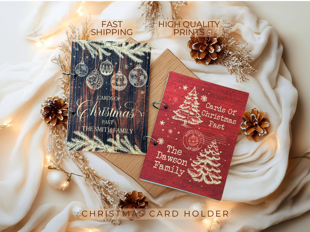 Personalized Christmas Card Holder, Cards of Christmas Past, Card Book, Cards Keepsake Storage, Christmas Card Keeper, Christmas Memory Book