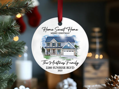 New Home Ornament, Custom Christmas Ornament, Watercolor Photo Ornament, Housewarming Gifts, First Christmas in Our New Home Gifts Realtor
