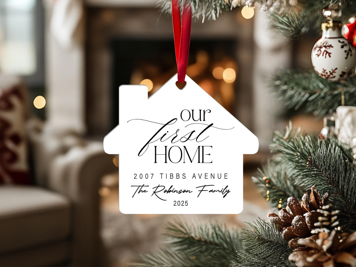 Our First Home Acrylic Ornament, New Home Ornament, Custom House Ornament, Christmas Ornament for Family Home Keepsake, Housewarming Gifts