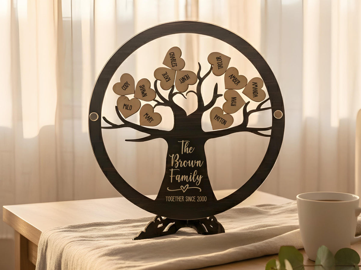 Personalized Wooden Family Tree Sign for Family Gift From Grandkids Names Sign For Grandma Gift, Family Name Sign