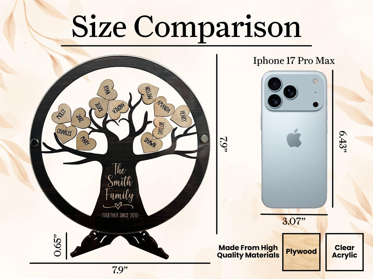 Personalized Wooden Family Tree Sign for Family Gift From Grandkids Names Sign For Grandma Gift, Family Name Sign