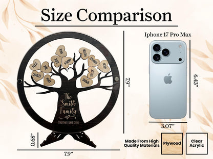 Personalized Wooden Family Tree Sign for Family Gift From Grandkids Names Sign For Grandma Gift, Family Name Sign