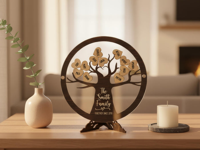 Personalized Wooden Family Tree Sign for Family Gift From Grandkids Names Sign For Grandma Gift, Family Name Sign