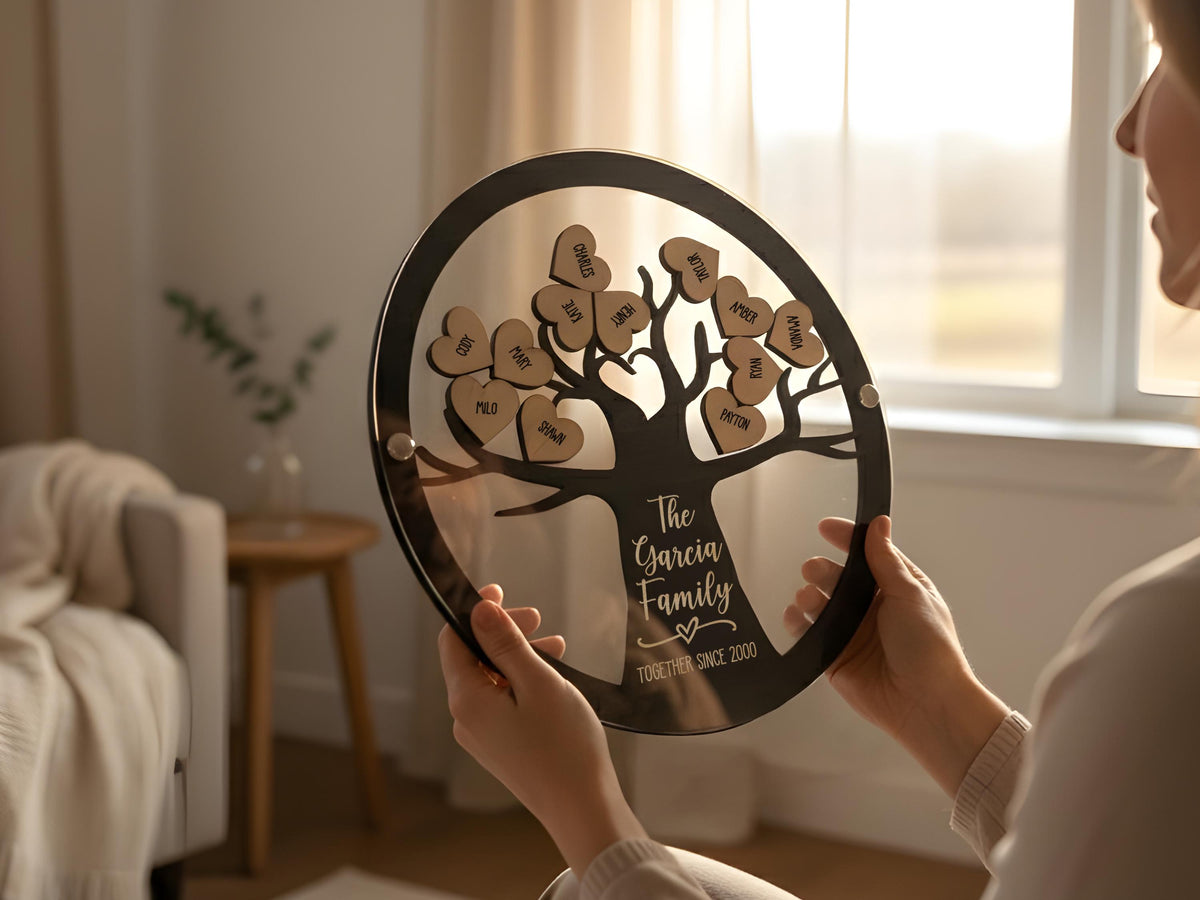 Personalized Wooden Family Tree Sign for Family Gift From Grandkids Names Sign For Grandma Gift, Family Name Sign