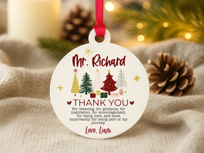 Custom Teacher Ornament, Personalized Teacher Christmas Gifts, Teacher Thank You Keepsake, Preschool Teacher Name Gift, Teacher Holiday Gift