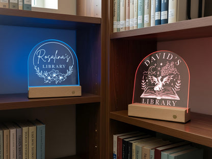 Custom Book Shelf Decor, Personalized Library Sign, LED Light Bookshelf Sign for Book Nook, Gifts for Readers, Book Lover Christmas Gifts