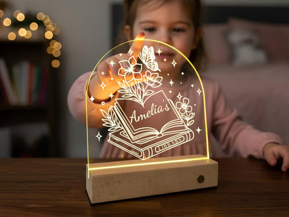 Custom Book Shelf Decor, Personalized Library Sign, LED Light Bookshelf Sign for Book Nook, Gifts for Readers, Book Lover Christmas Gifts