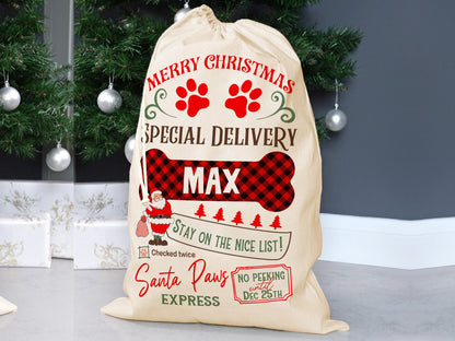 Custom Large Santa Sack Bags, Custom Christmas Gift Bag, Christmas Eve Box, Personalized Christmas Gift Sack for Christmas, Holiday Gift Bag