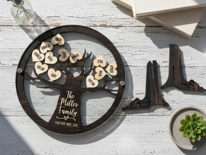 Personalized Wooden Family Tree Sign for Family Gift From Grandkids Names Sign For Grandma Gift, Family Name Sign
