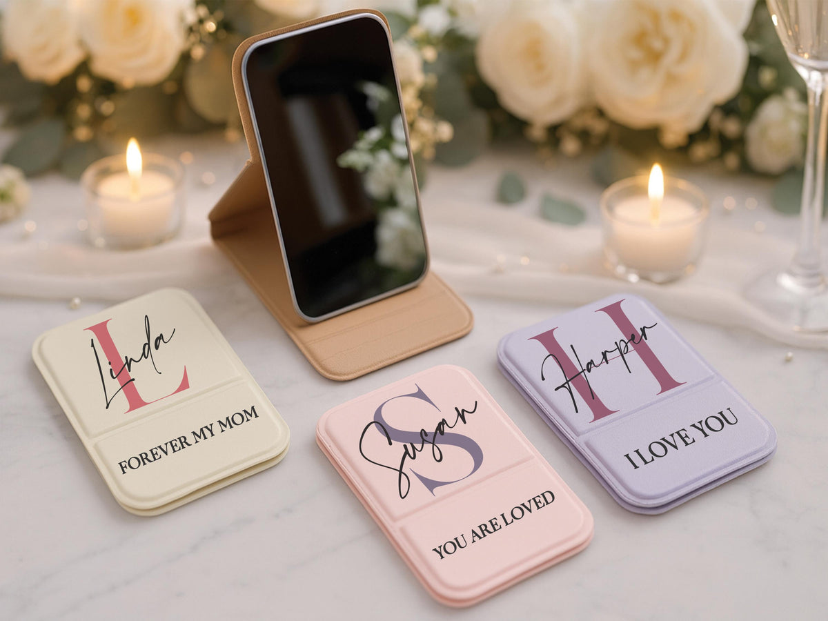 Custom Name Compact Mirror, Personalized Bridesmaid Gift, Flower Girl Mother of the Bride, Engraved Initial Travel Pocket Mirror