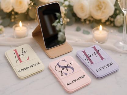 Custom Name Compact Mirror, Personalized Bridesmaid Gift, Flower Girl Mother of the Bride, Engraved Initial Travel Pocket Mirror