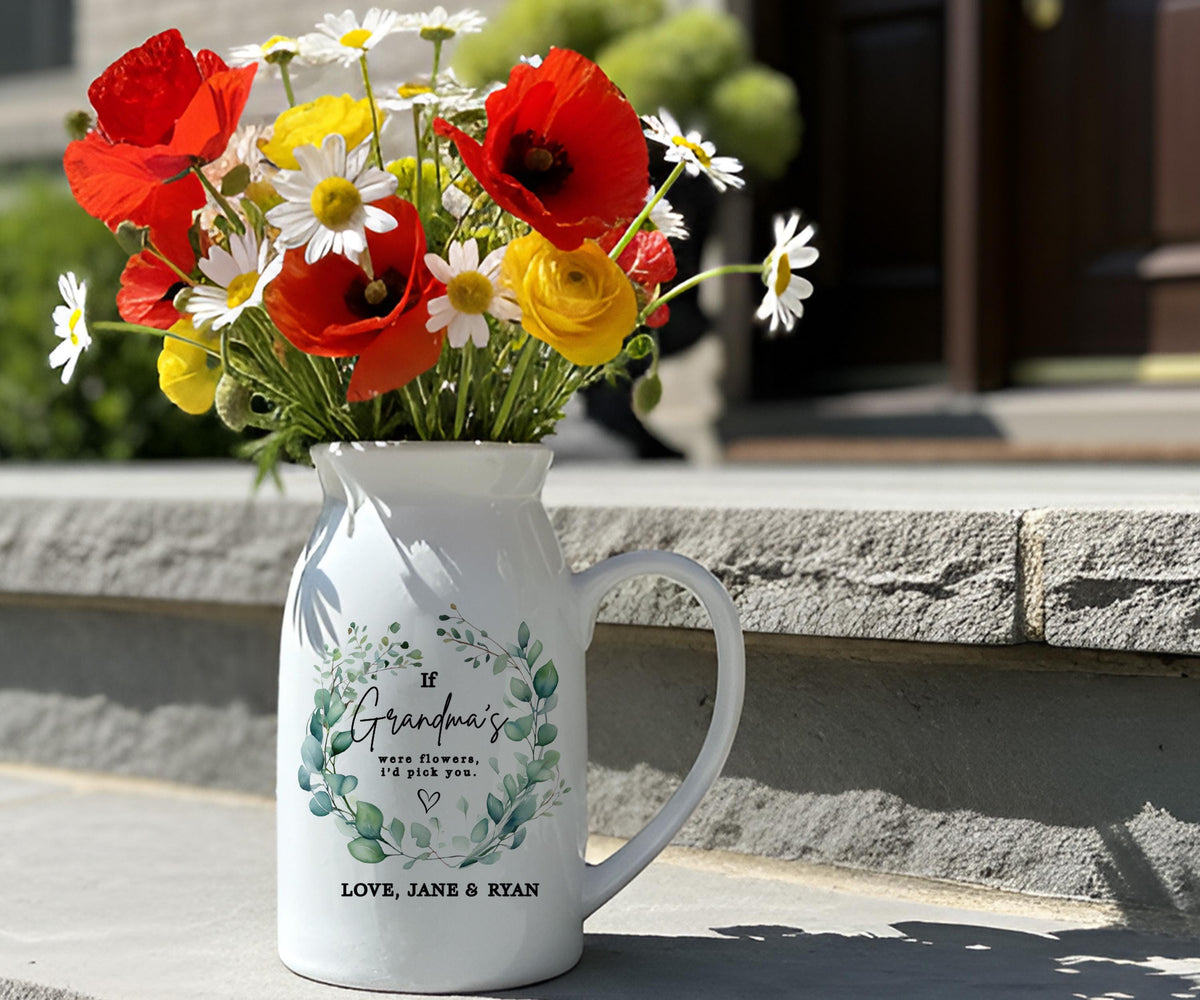Personalized Ceramic Vase, Floral Mom and Grandma Gift, Engagement Couple Present