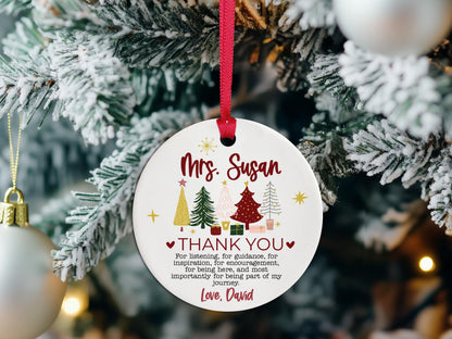 Custom Teacher Ornament, Personalized Teacher Christmas Gifts, Teacher Thank You Keepsake, Preschool Teacher Name Gift, Teacher Holiday Gift