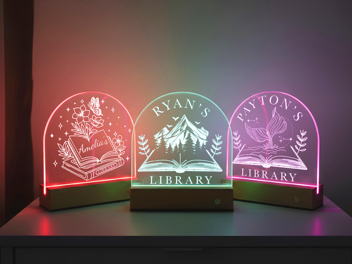 Custom Book Shelf Decor, Personalized Library Sign, LED Light Bookshelf Sign for Book Nook, Gifts for Readers, Book Lover Christmas Gifts