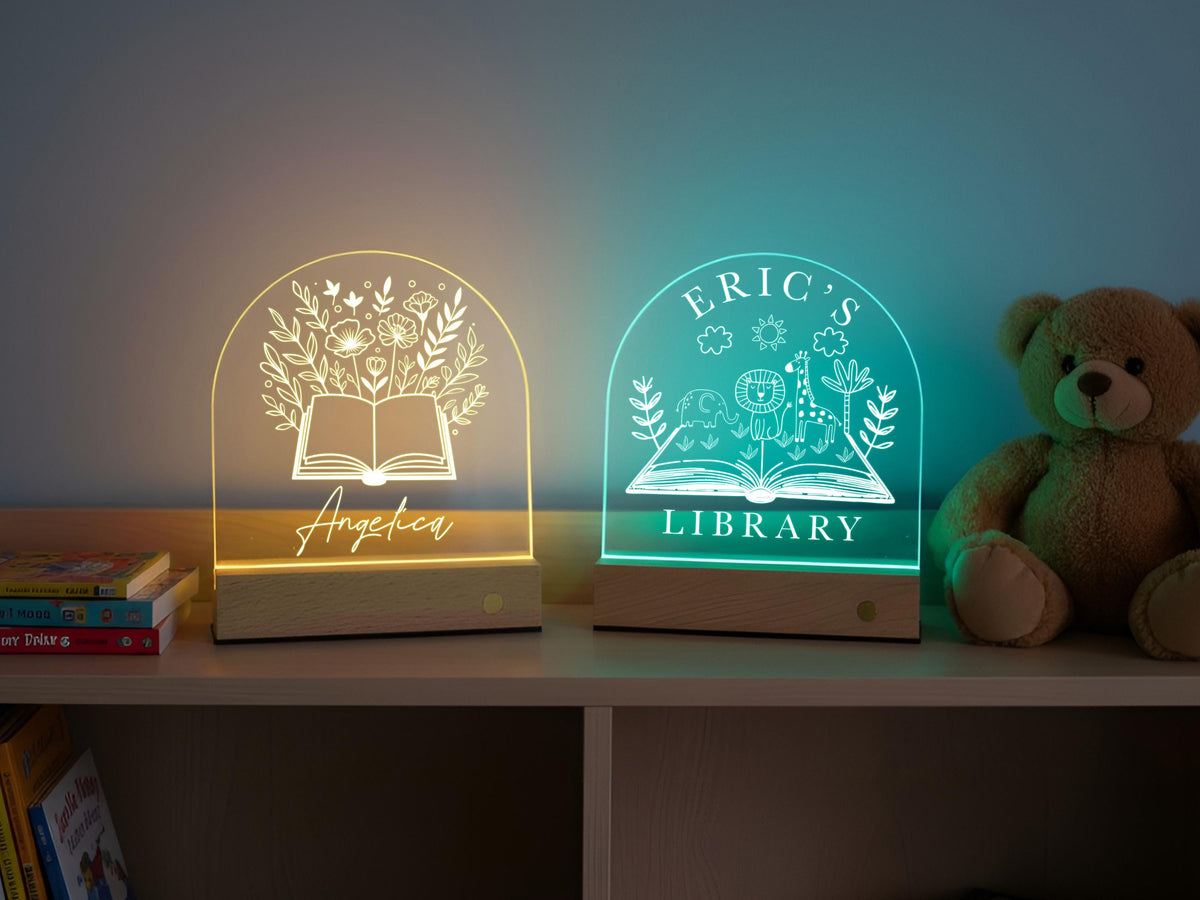 Custom Book Shelf Decor, Personalized Library Sign, LED Light Bookshelf Sign for Book Nook, Gifts for Readers, Book Lover Christmas Gifts