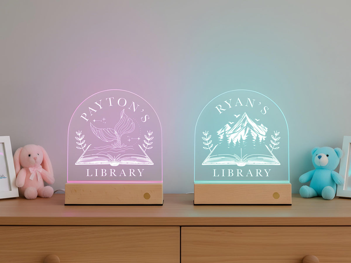 Custom Book Shelf Decor, Personalized Library Sign, LED Light Bookshelf Sign for Book Nook, Gifts for Readers, Book Lover Christmas Gifts