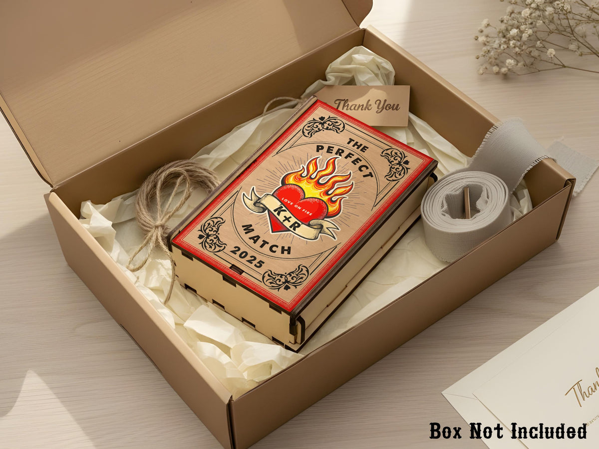 Wedding Gift for Couple Matchbox Large, Engagement Gifts Personalized, Custom Match Box, Wooden Matchbox, Wife Anniversary Gift for Her Him