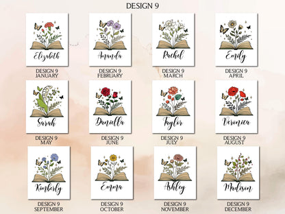 Personalized Magnetic Leather Bookmark, Custom Name Floral Book Lover Gift, Teacher Appreciation Gift, Reading Accessory, Book Club