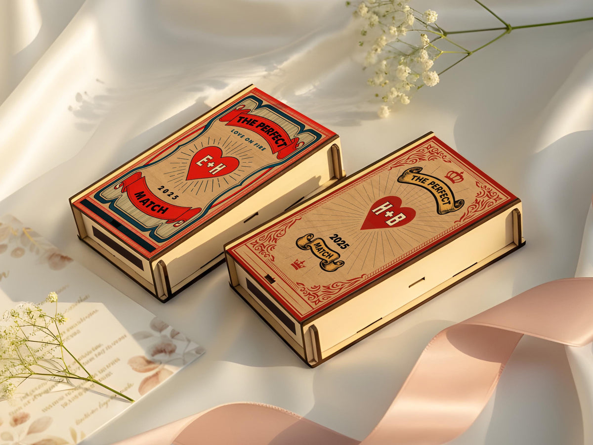Wedding Gift for Couple Matchbox Large, Engagement Gifts Personalized, Custom Match Box, Wooden Matchbox, Wife Anniversary Gift for Her Him
