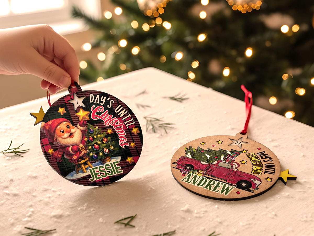 Early Christmas Countdown Ornament for Kids, Days Until Christmas Ornament, Personalized Christmas Tree Decoration Gift for Christmas Advent