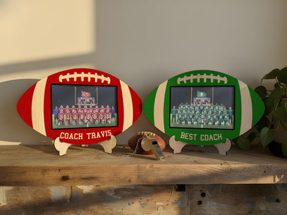 Personalized Football Photo Sign Gift For Coach Appreciation Gift, Football Wooden Custom Text Sign with Photo Gift, Football Coach Plaque