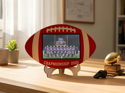 Personalized Football Photo Sign Gift For Coach Appreciation Gift, Football Wooden Custom Text Sign with Photo Gift, Football Coach Plaque