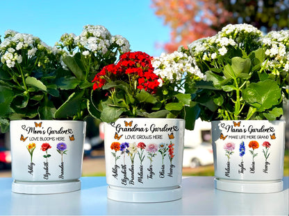 Personalized Flower Pot with Grandkids Name | Custom Gift for Grandma | Custom Grandma Gift for Mothers Day Gift | Custom Outdoor Flower Pot
