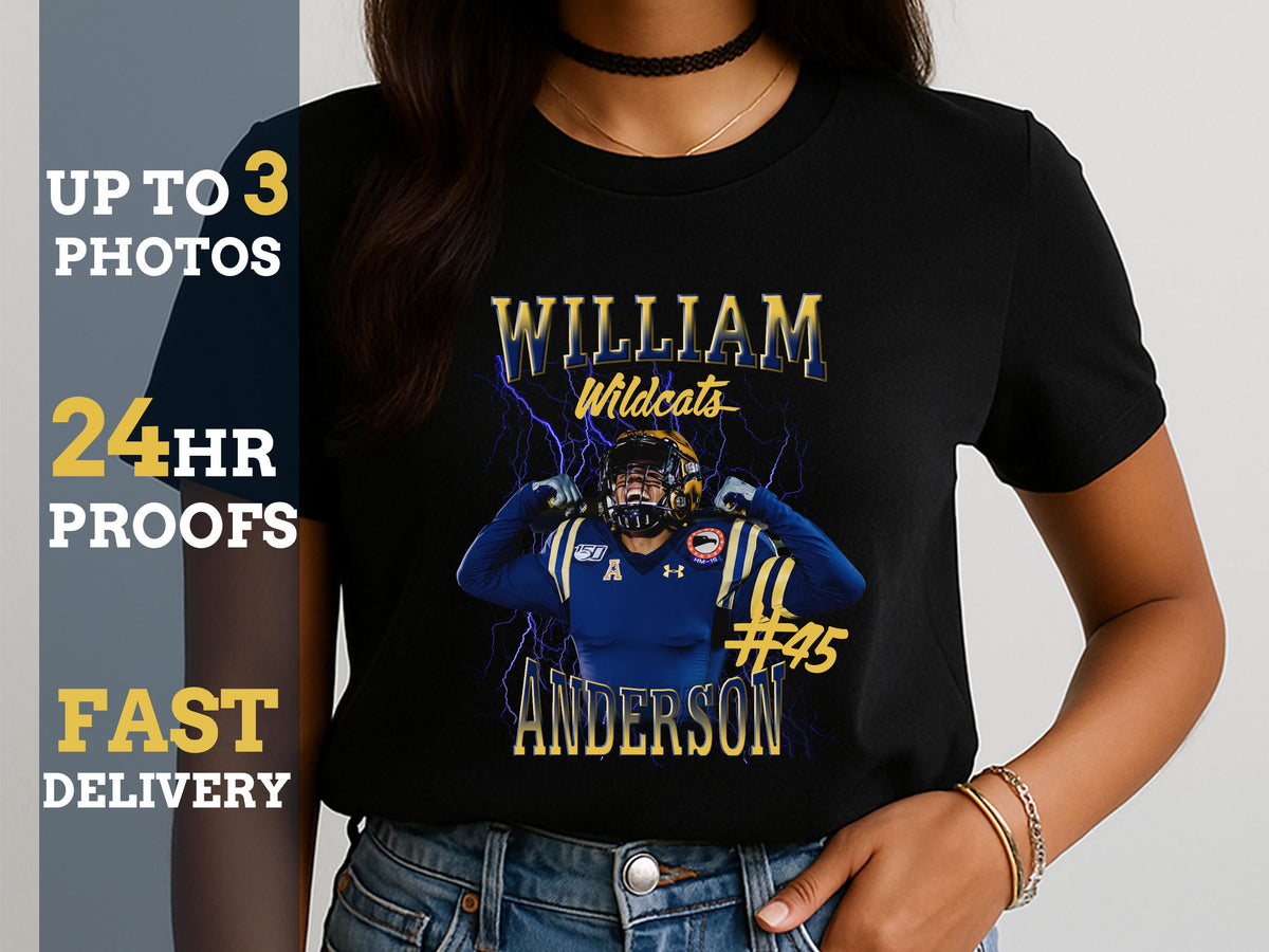 Custom Team Shirt, Player Name Number Photo Shirt, Basketball Football Sports Tee, Personalized Family Team Mom Dad Shirt, Gameday Gift Tee