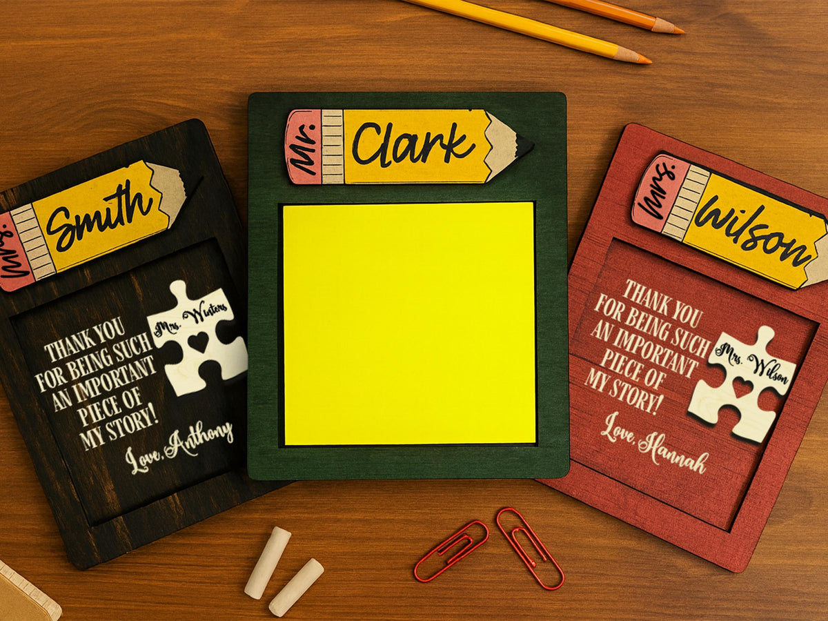 Personalized Teacher Notepad Holder, Custom Teacher Appreciation Gift, Preschool Sticky Note Holder, Classroom Desk Gift, Teacher Name Sign