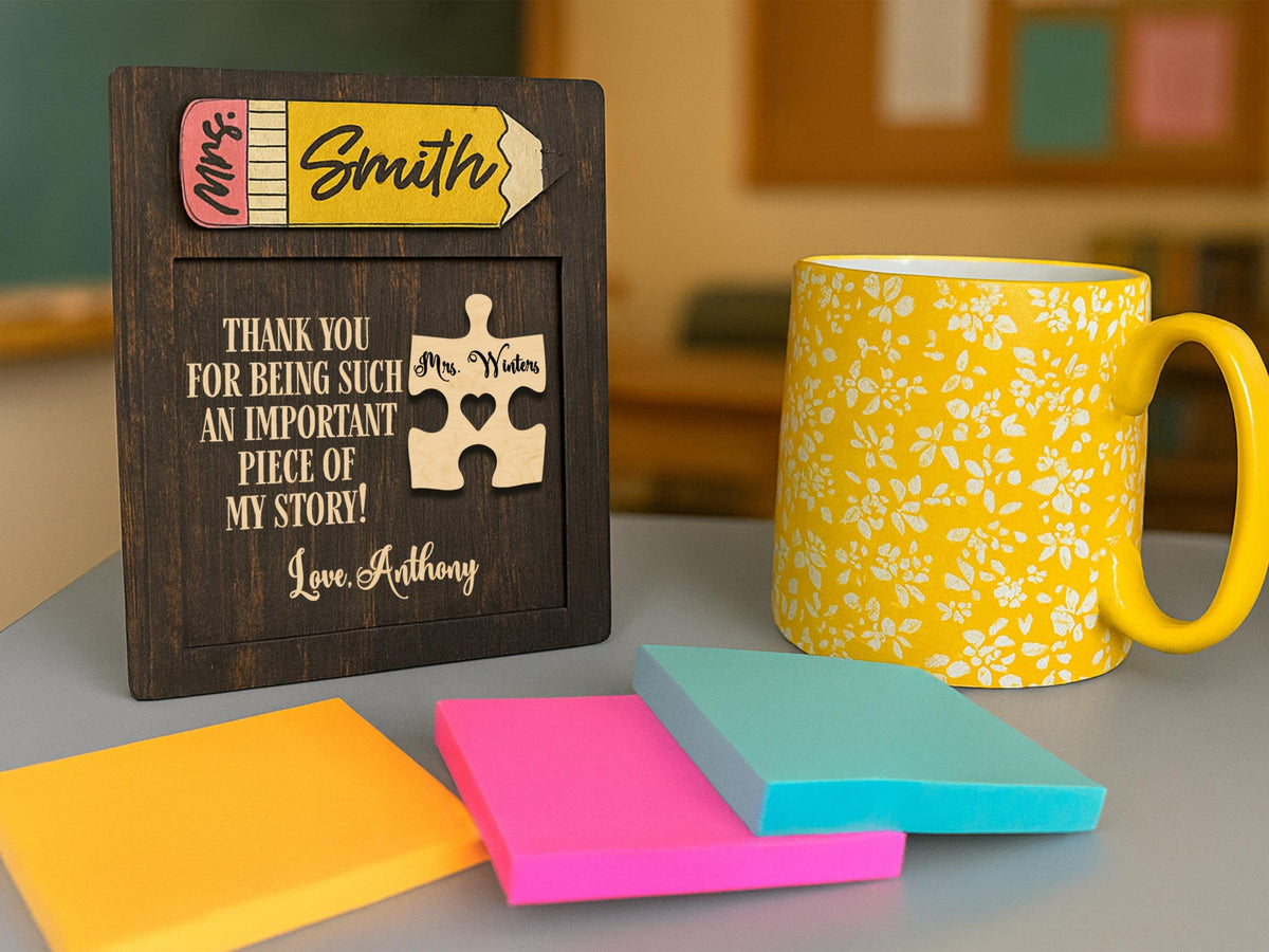 Personalized Teacher Notepad Holder, Custom Teacher Appreciation Gift, Preschool Sticky Note Holder, Classroom Desk Gift, Teacher Name Sign