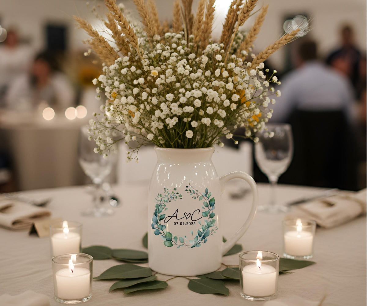 Personalized Ceramic Vase, Floral Mom and Grandma Gift, Engagement Couple Present