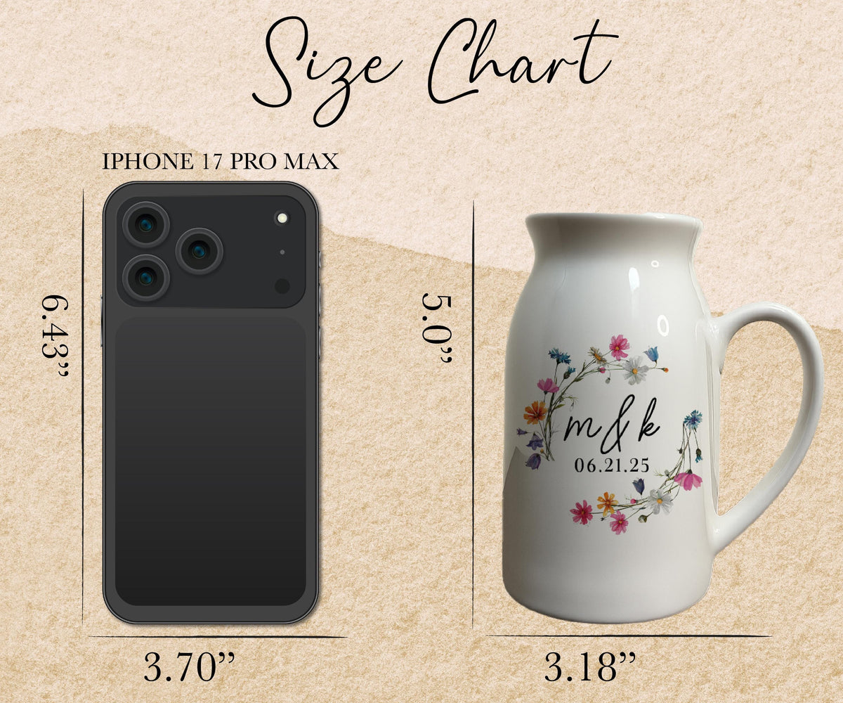 Personalized Ceramic Vase, Floral Mom and Grandma Gift, Engagement Couple Present