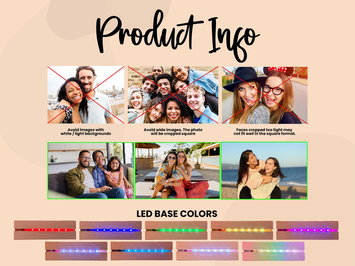 Custom Best Friend Gift Acrylic Photo Plaque, Personalized BFF Picture Collage, LED or Wood Base, Polaroid Style Photo Display for Besties