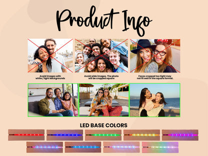 Custom Best Friend Gift Acrylic Photo Plaque, Personalized BFF Picture Collage, LED or Wood Base, Polaroid Style Photo Display for Besties
