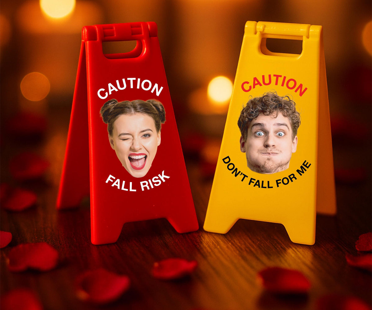 Custom Face Mini Sign, Personalized Caution Photo Sign, Funny Desk Decoration, Custom Warning Sign Gift, Personalized Gag Gift for Him Her