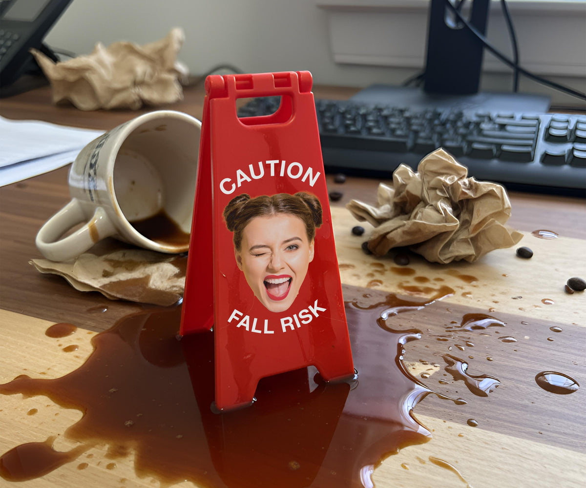 Custom Face Mini Sign, Personalized Caution Photo Sign, Funny Desk Decoration, Custom Warning Sign Gift, Personalized Gag Gift for Him Her