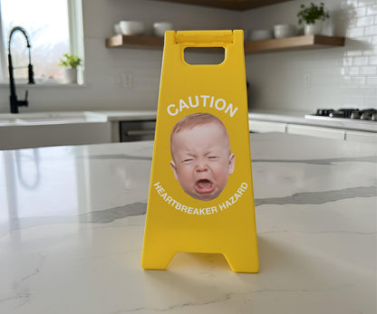 Custom Face Mini Sign, Personalized Caution Photo Sign, Funny Desk Decoration, Custom Warning Sign Gift, Personalized Gag Gift for Him Her