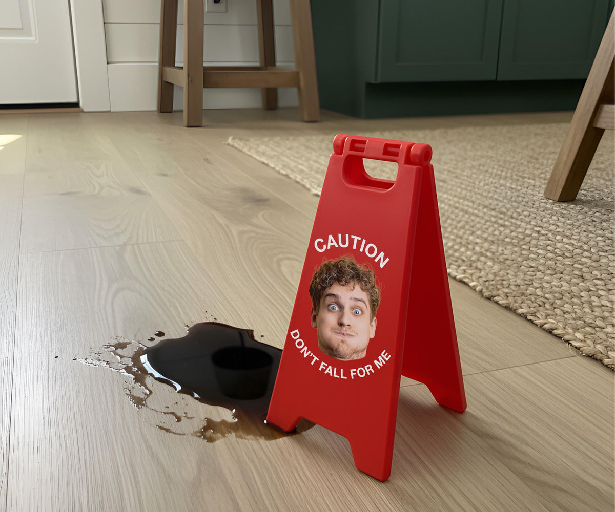 Custom Face Mini Sign, Personalized Caution Photo Sign, Funny Desk Decoration, Custom Warning Sign Gift, Personalized Gag Gift for Him Her
