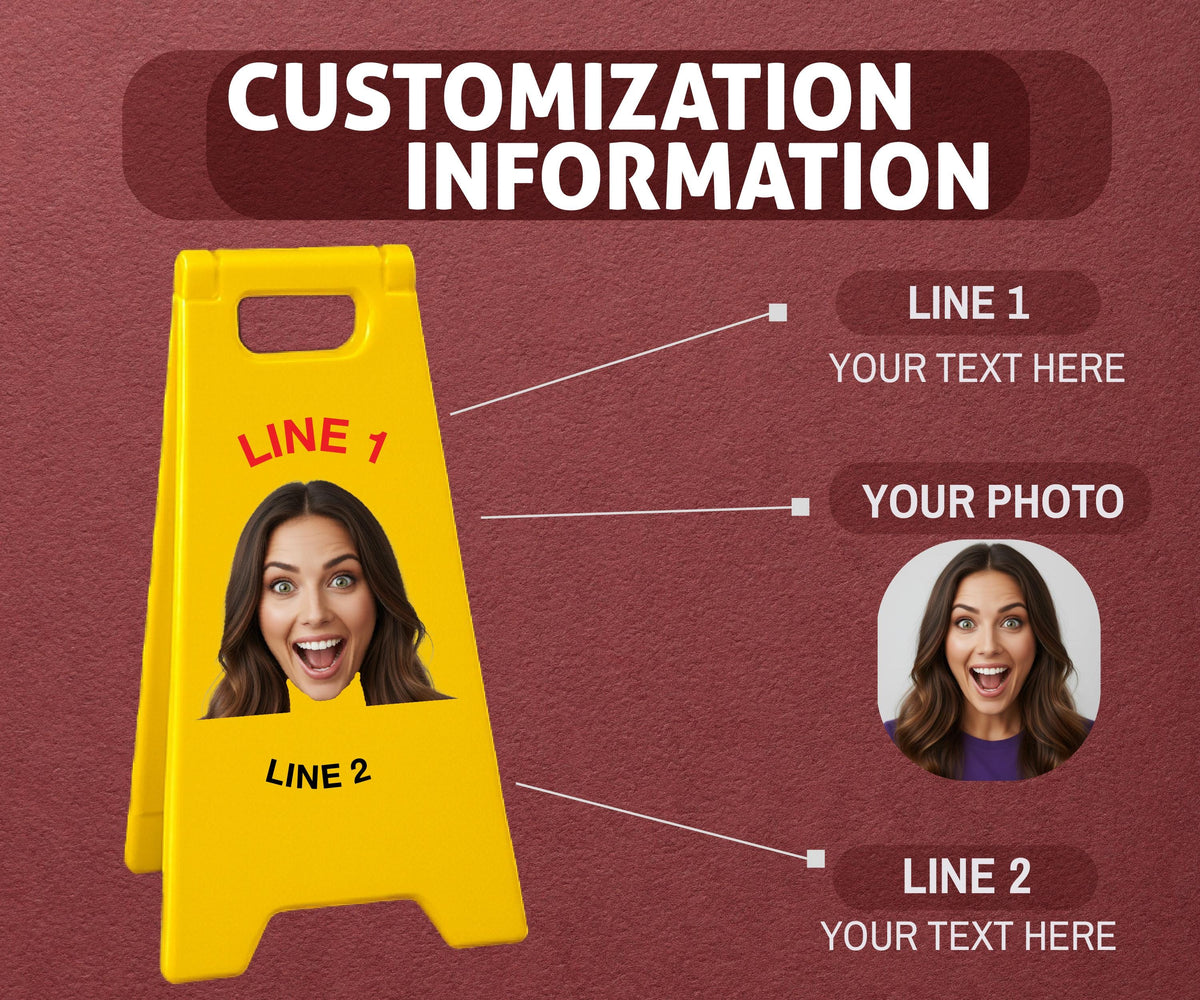 Custom Face Mini Sign, Personalized Caution Photo Sign, Funny Desk Decoration, Custom Warning Sign Gift, Personalized Gag Gift for Him Her