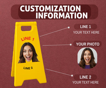 Custom Face Mini Sign, Personalized Caution Photo Sign, Funny Desk Decoration, Custom Warning Sign Gift, Personalized Gag Gift for Him Her